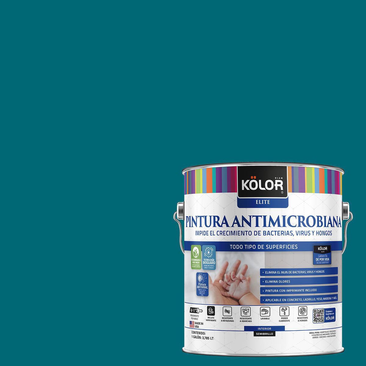 KOLOR - Pintura Antimicrobiana 1 galón(es) Semibrillante Verde Hopa