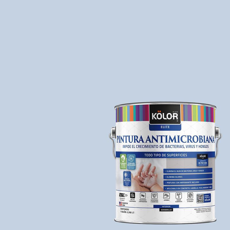 KOLOR - Pintura Antimicrobiana Semibrillante 1 galón(es) Celeste Nara