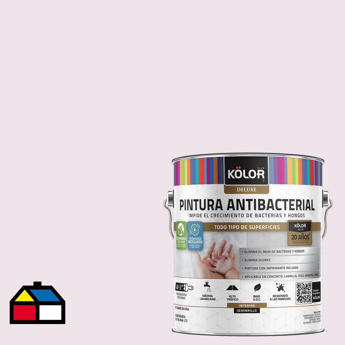 KOLOR - Pintura Antimicrobiana Semibrillante 1 galón(es) Rosado Comores 