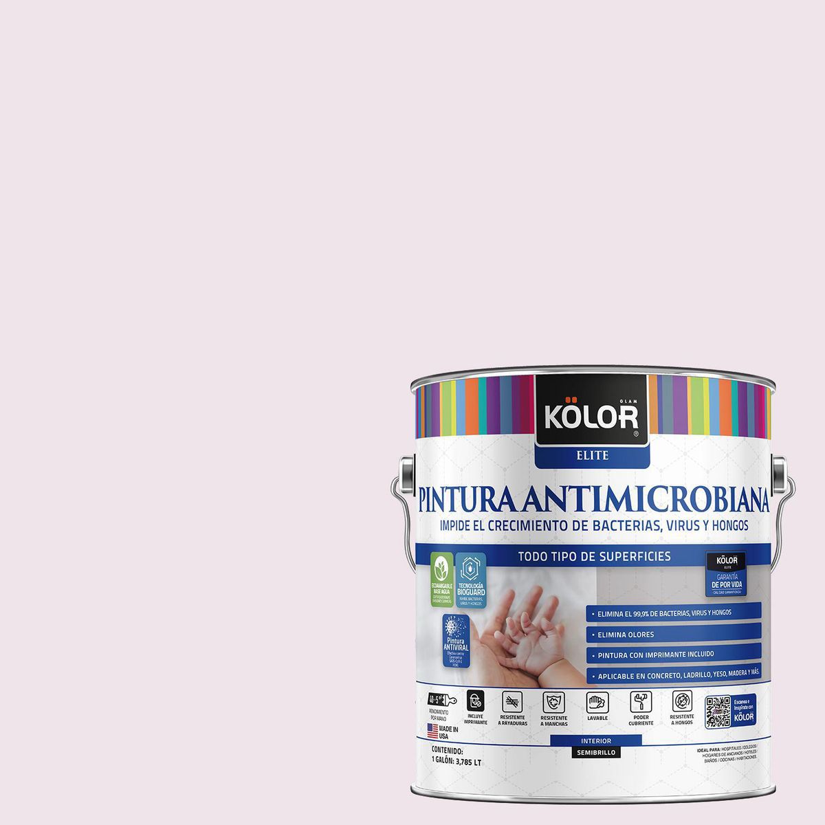 KOLOR - Pintura Antimicrobiana Semibrillante 1 galón(es) Rosado Comores 