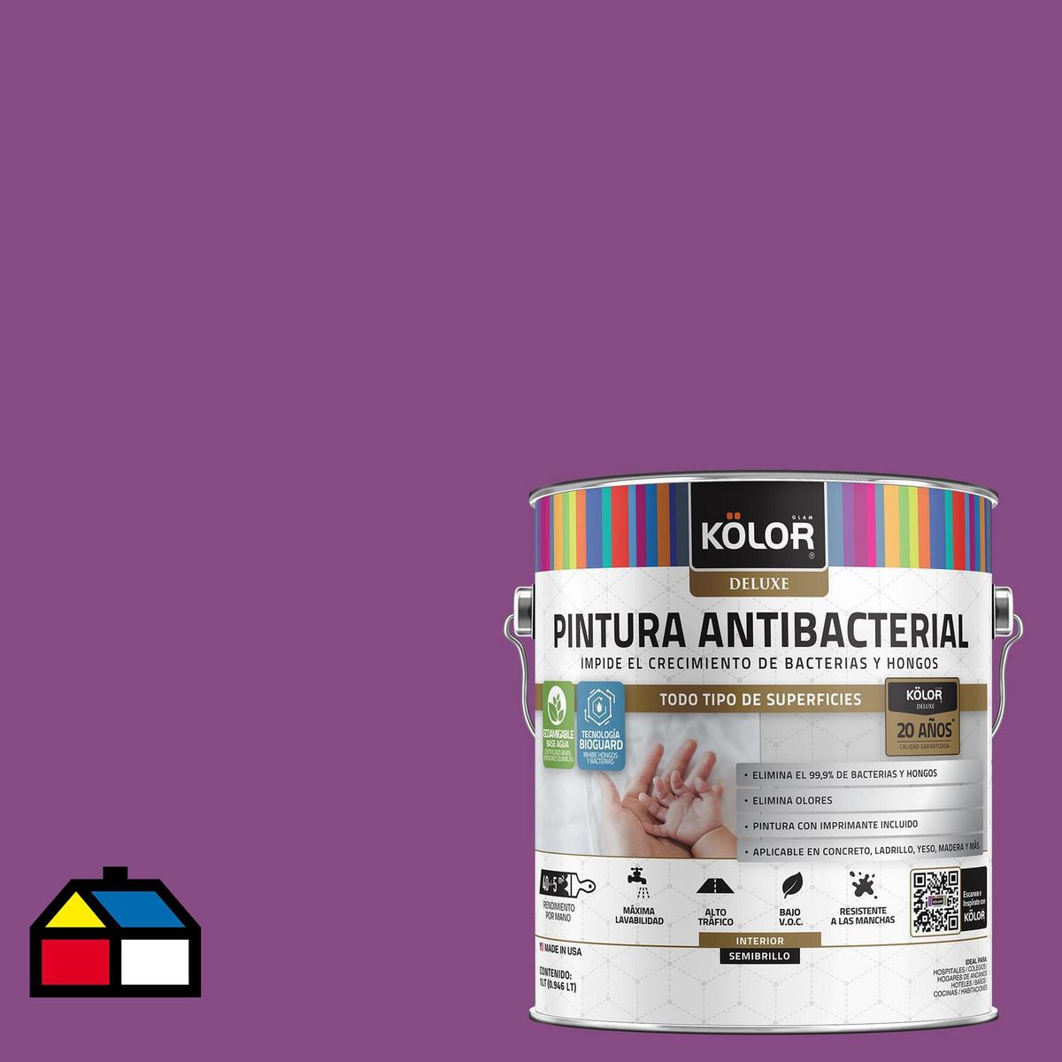 KOLOR - Pintura Antimicrobiana 1 galón(es) Semibrillante Púrpura Botswana
