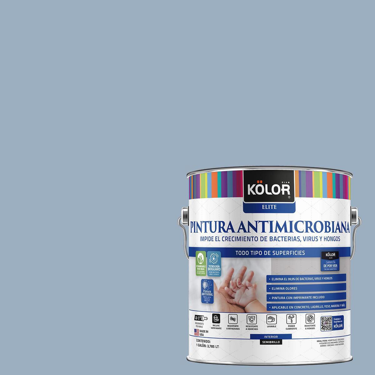 KOLOR - Pintura Antimicrobiana 1 galón(es) Semibrillante Gris Rampur