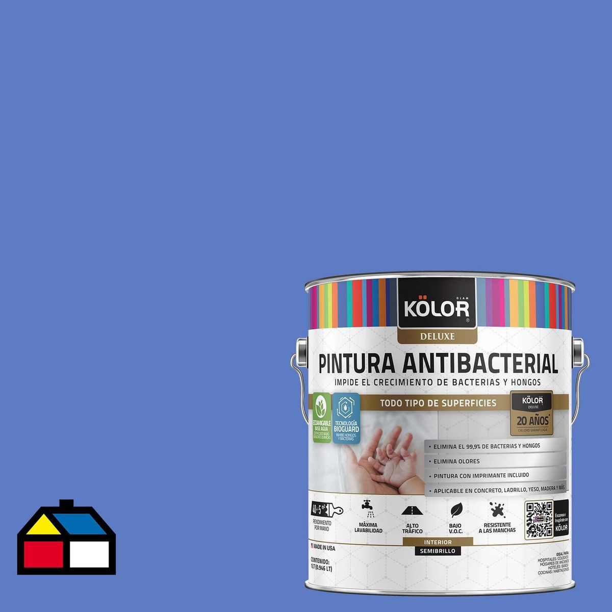 KOLOR - Pintura Antimicrobiana 1 galón(es) Semibrillante Púrpura Mandurai