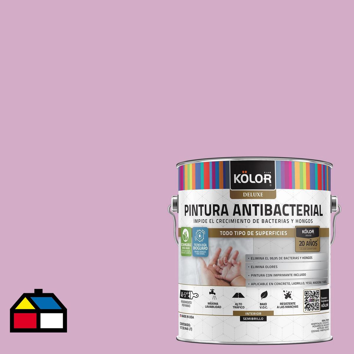 KOLOR - Pintura Antimicrobiana Semibrillante 1 galón(es) Púrpura Potenza 