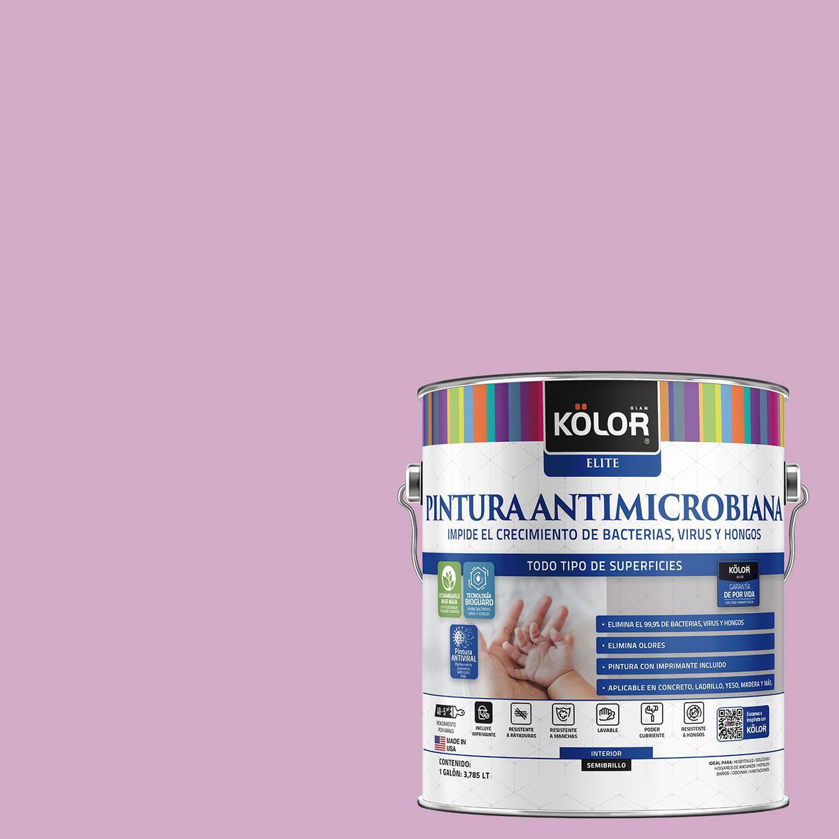 KOLOR - Pintura Antimicrobiana Semibrillante 1 galón(es) Púrpura Potenza 