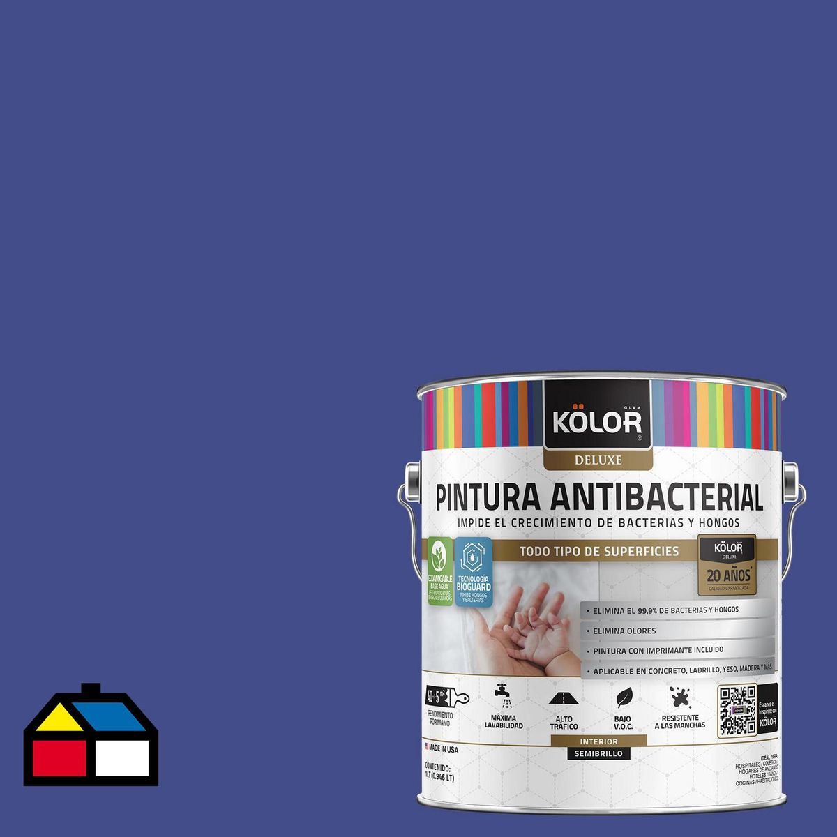 KOLOR - Pintura Antimicrobiana 1 galón(es) Semibrillante Púrpura Sonipat
