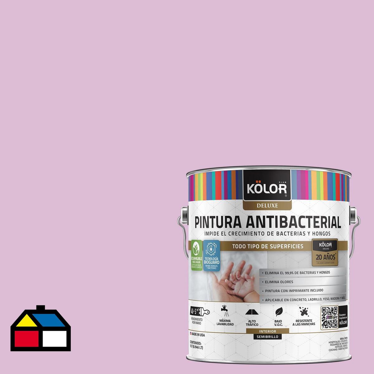 KOLOR - Pintura Antimicrobiana 1 galón(es) Semibrillante Rosado Eritrea