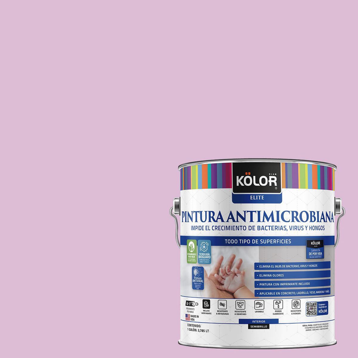 KOLOR - Pintura Antimicrobiana 1 galón(es) Semibrillante Rosado Eritrea
