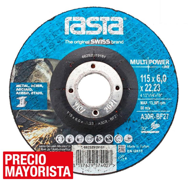 RASTA - Disco de desbaste 4,5" óxido de aluminio