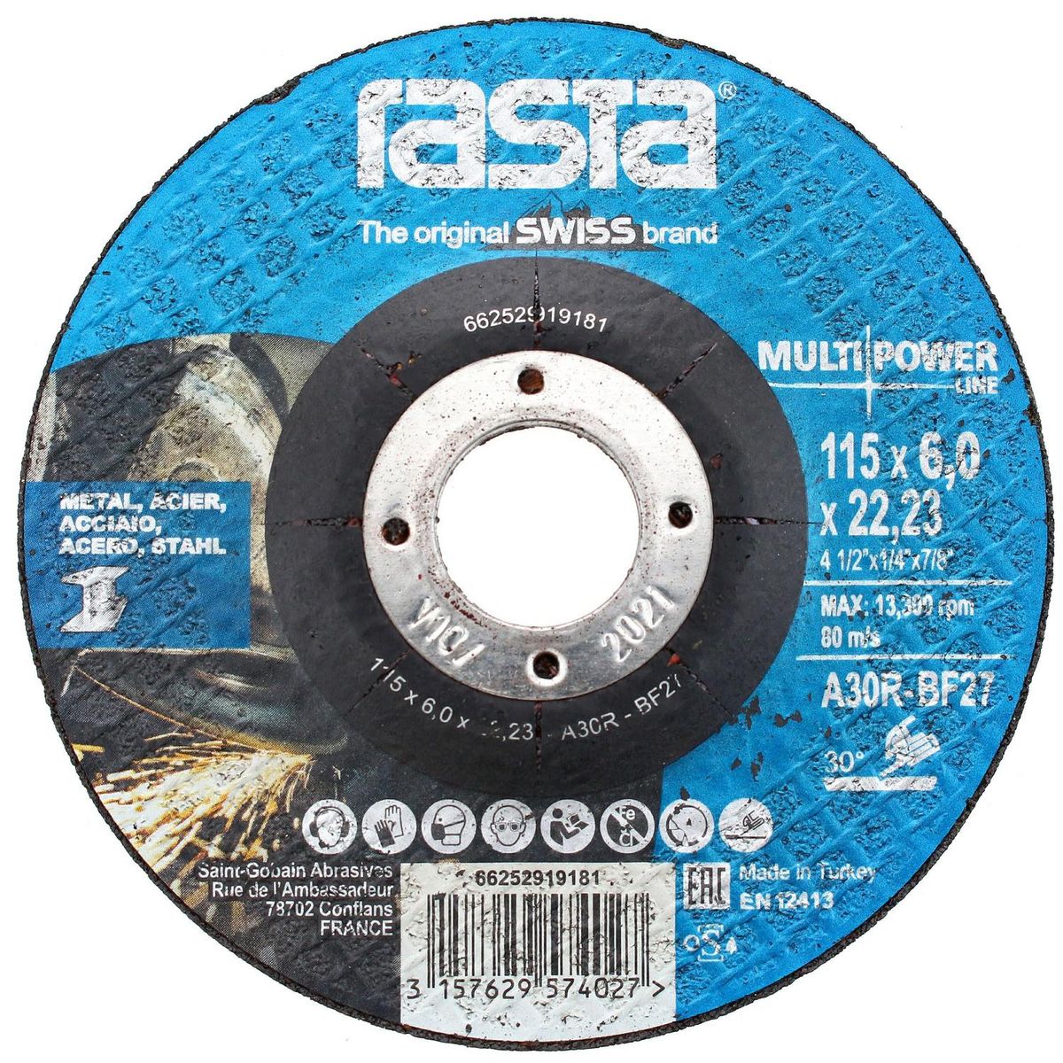 RASTA - Disco de desbaste 4,5" óxido de aluminio