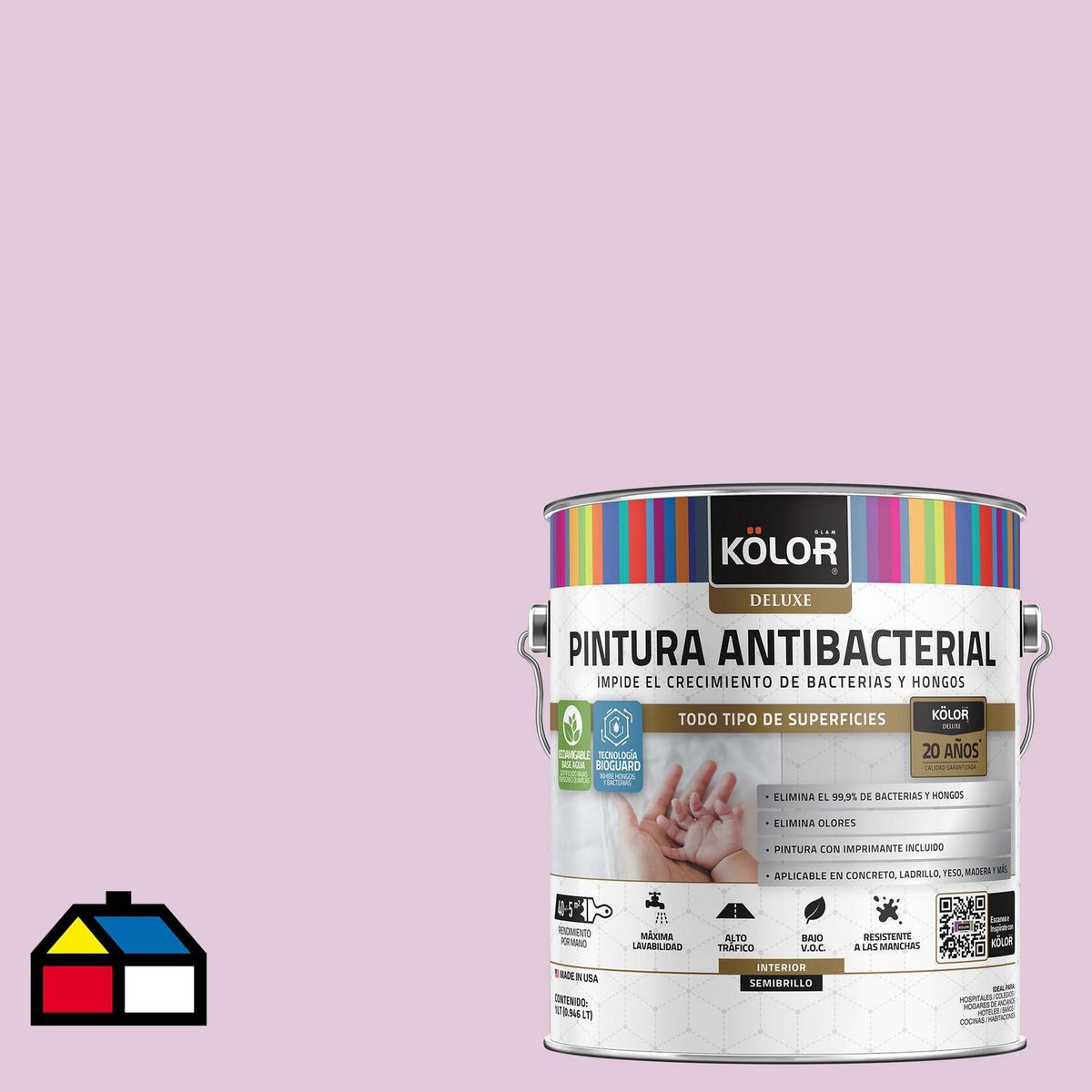 Pintura Antimicrobiana 1 galón(es) Semibrillante Rosado Tozlina, marca KOLOR - Foto 2