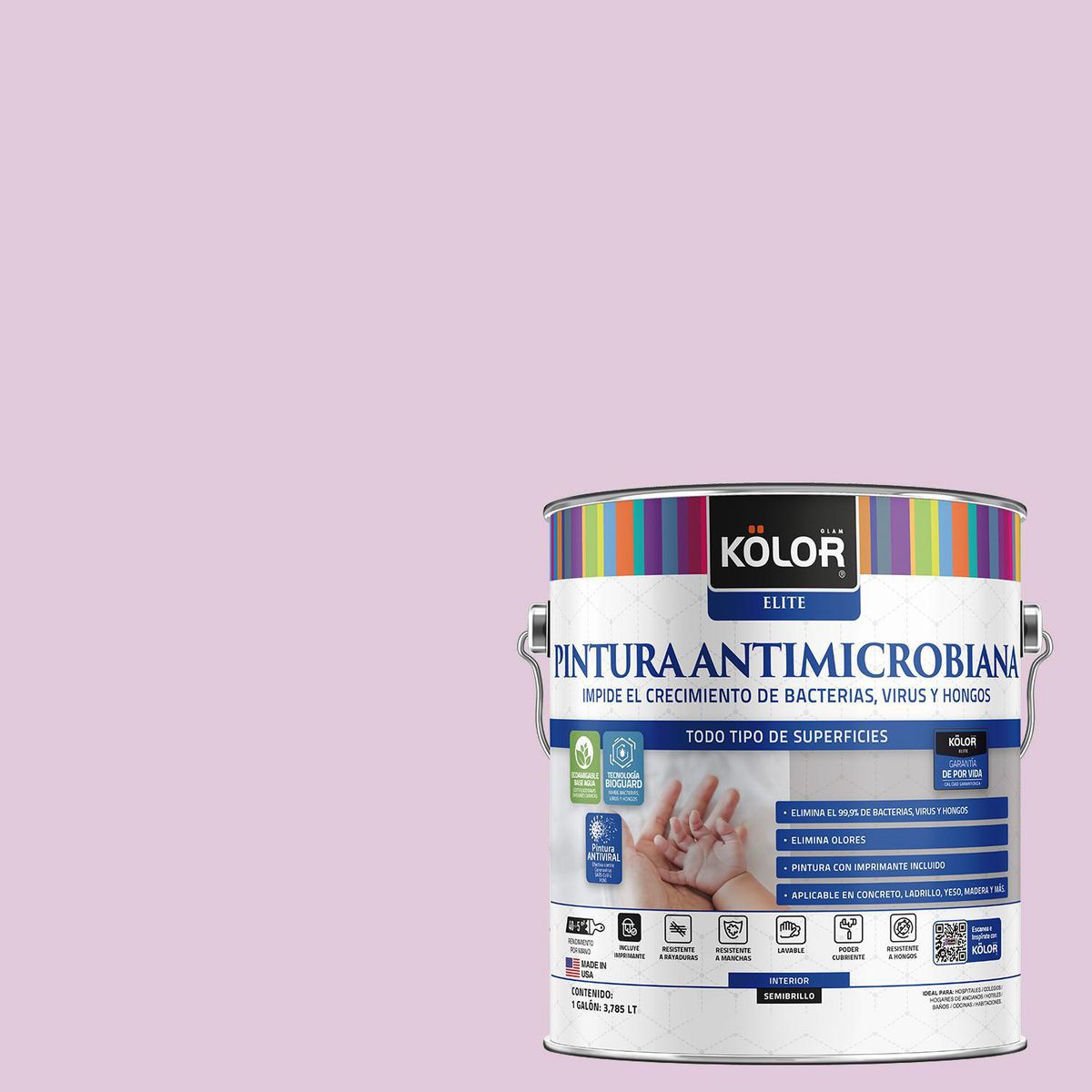 Pintura Antimicrobiana 1 galón(es) Semibrillante Rosado Tozlina, marca KOLOR - Foto Principal
