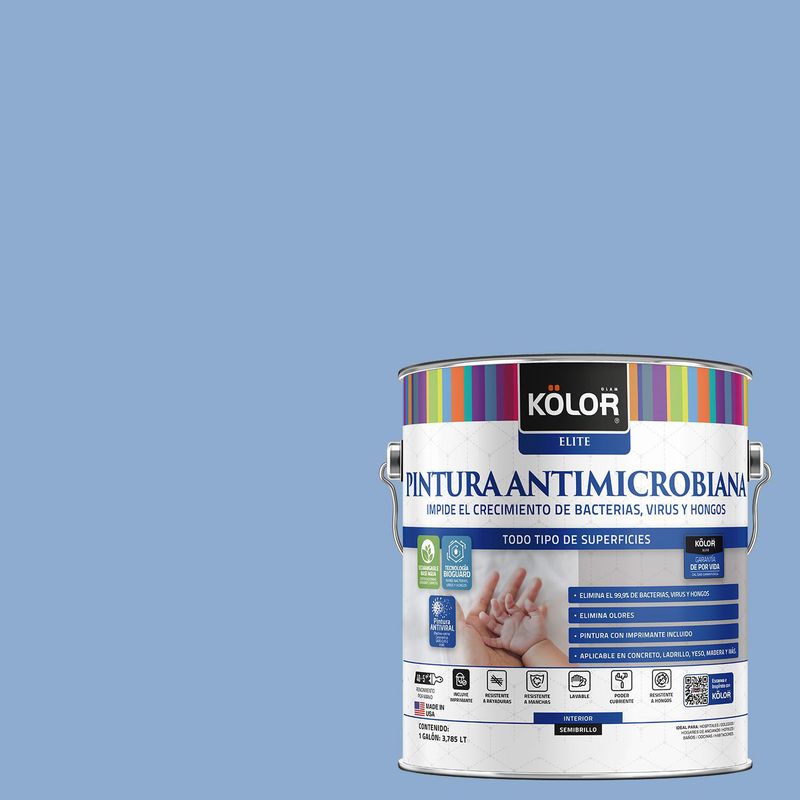 KOLOR - Pintura Antimicrobiana Semibrillante 1 galón(es) Celeste Chisana 