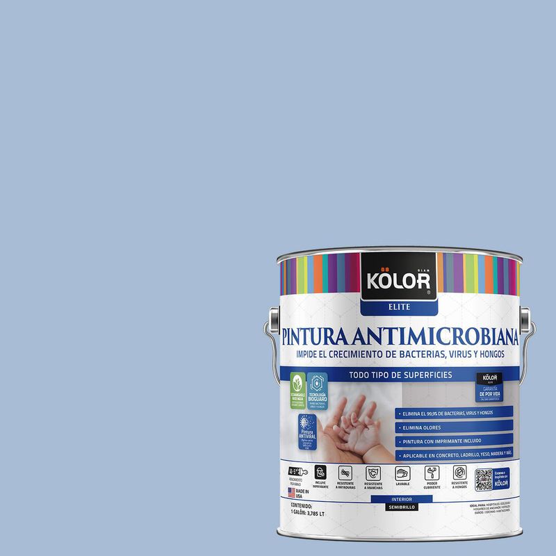 KOLOR - Pintura Antimicrobiana Semibrillante 1 galón(es) Celeste Cochina