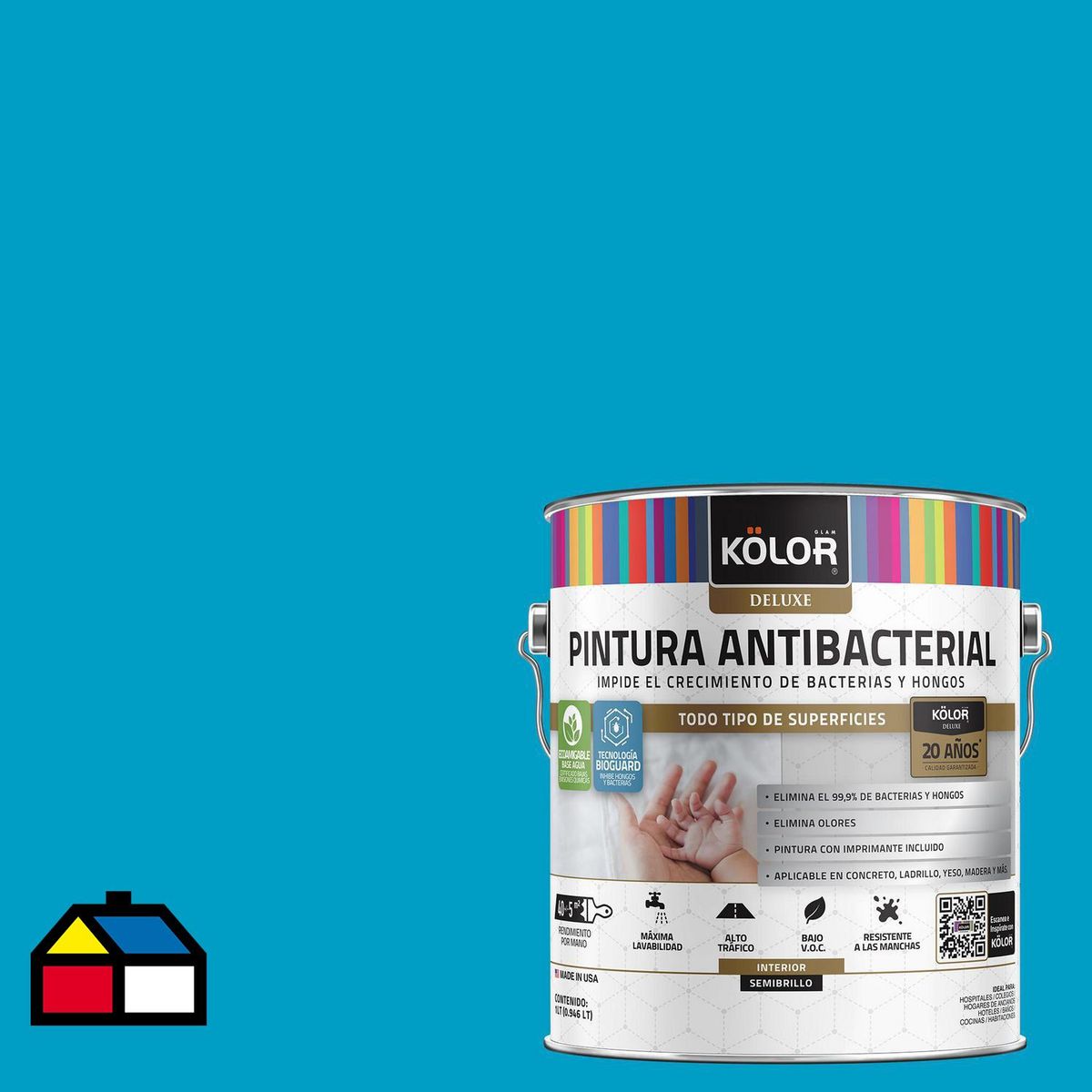 KOLOR - Pintura Antimicrobiana 1 galón(es) Semibrillante Celeste Lucknow