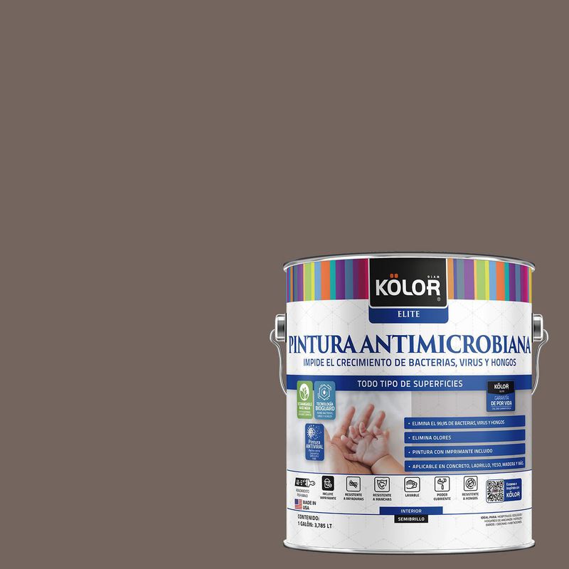 KOLOR - Pintura Antimicrobiana Semibrillante 1 galón(es) Café Albania