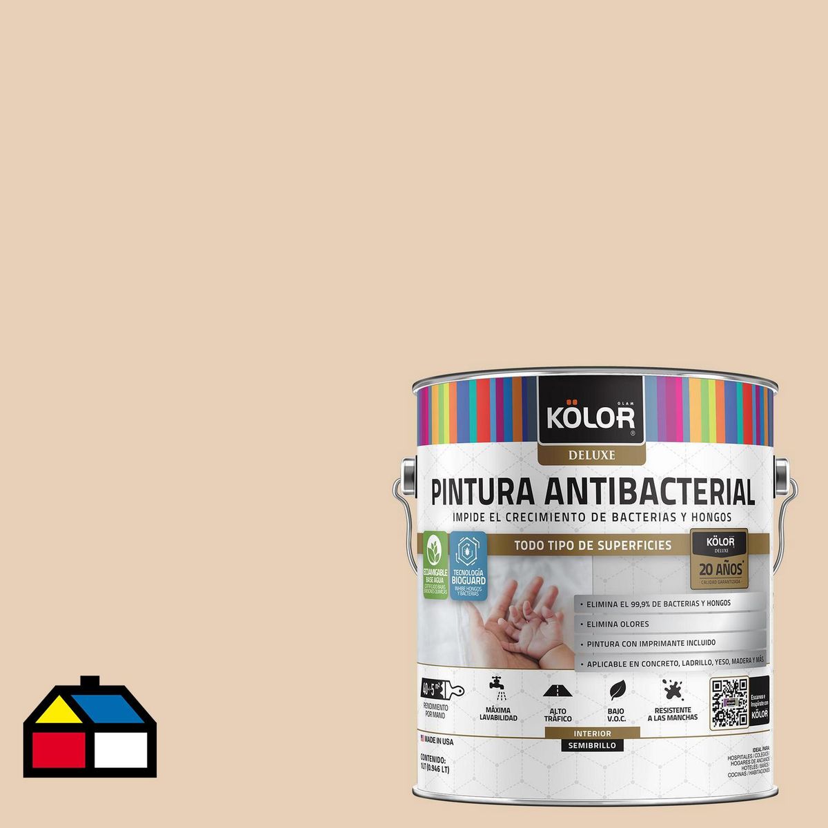 KOLOR - Pintura Antimicrobiana 1 galón(es) Semibrillante Naranjo Accra