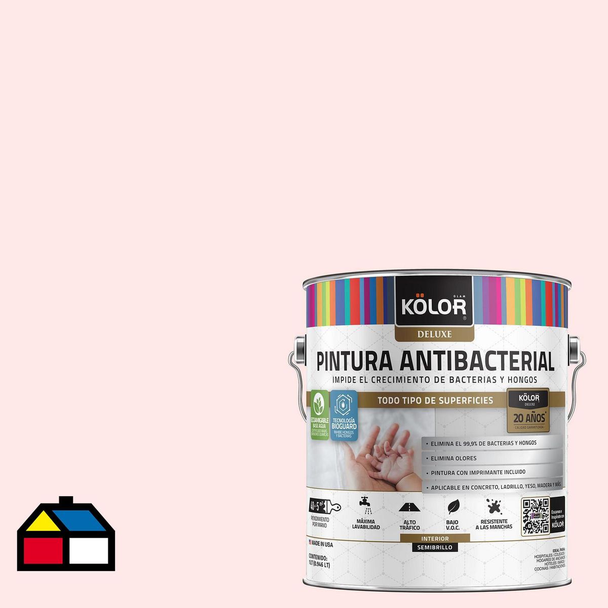 KOLOR - Pintura Antimicrobiana Semibrillante 1 galón(es) Naranjo Satun 