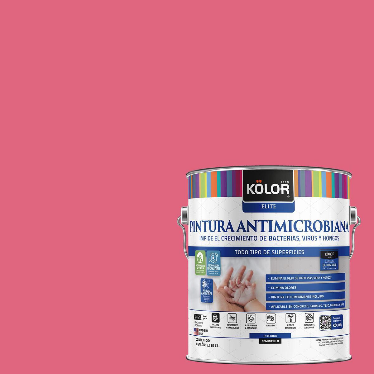KOLOR - Pintura Antimicrobiana 1 galón(es) Semibrillante Rojo Nausori