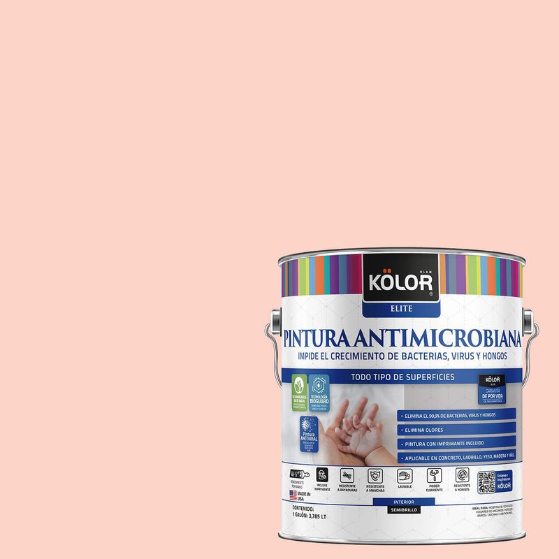KOLOR - Pintura Antimicrobiana Semibrillante 1 galón(es) Rosado Trieste