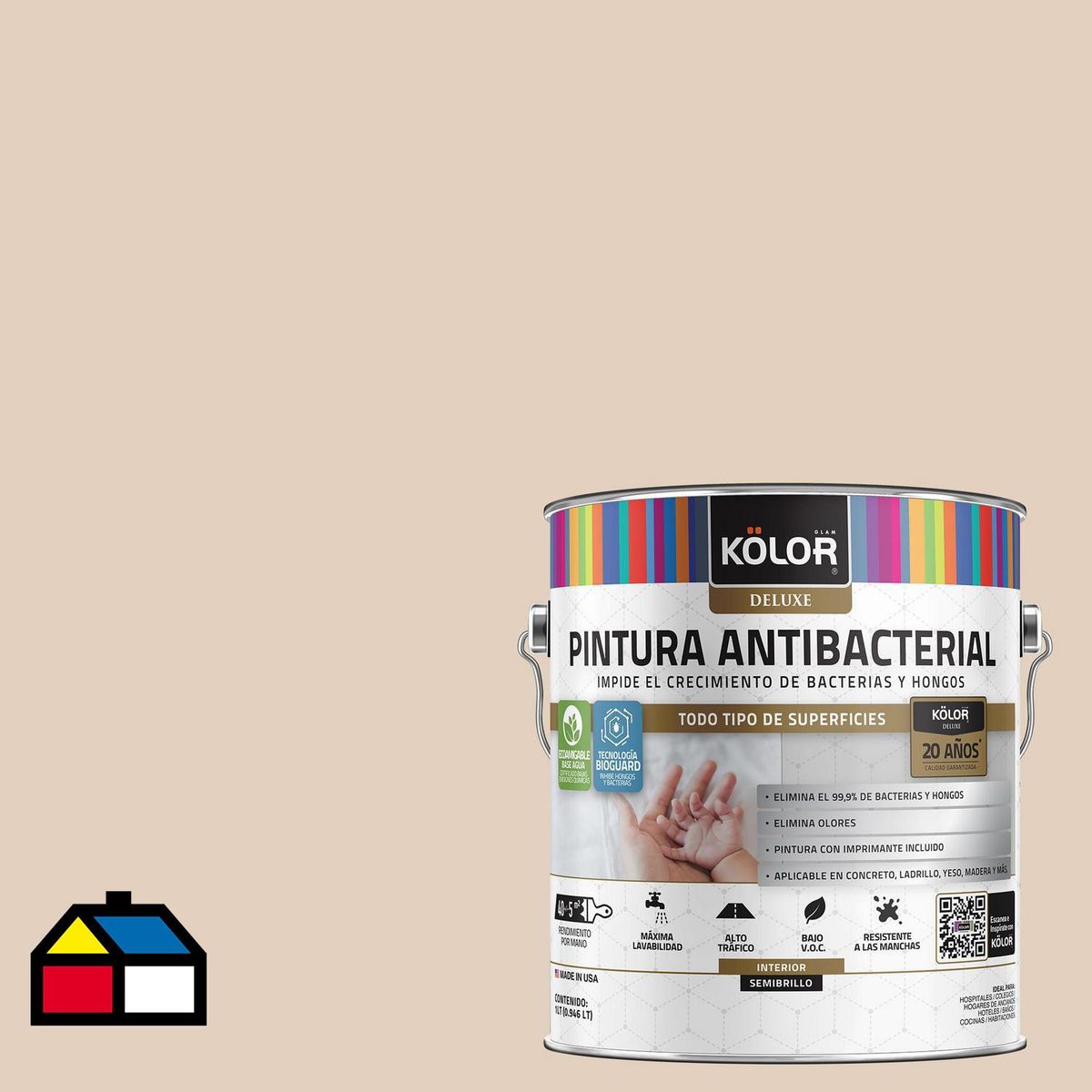 KOLOR - Pintura Antimicrobiana 1 galón(es) Semibrillante Beige Alcemo