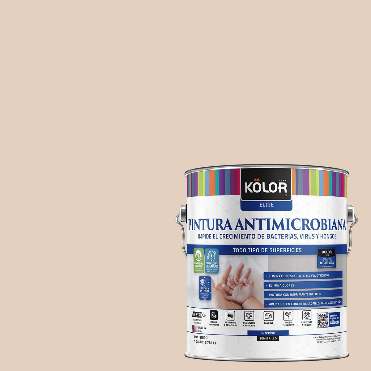 KOLOR - Pintura Antimicrobiana 1 galón(es) Semibrillante Beige Alcemo