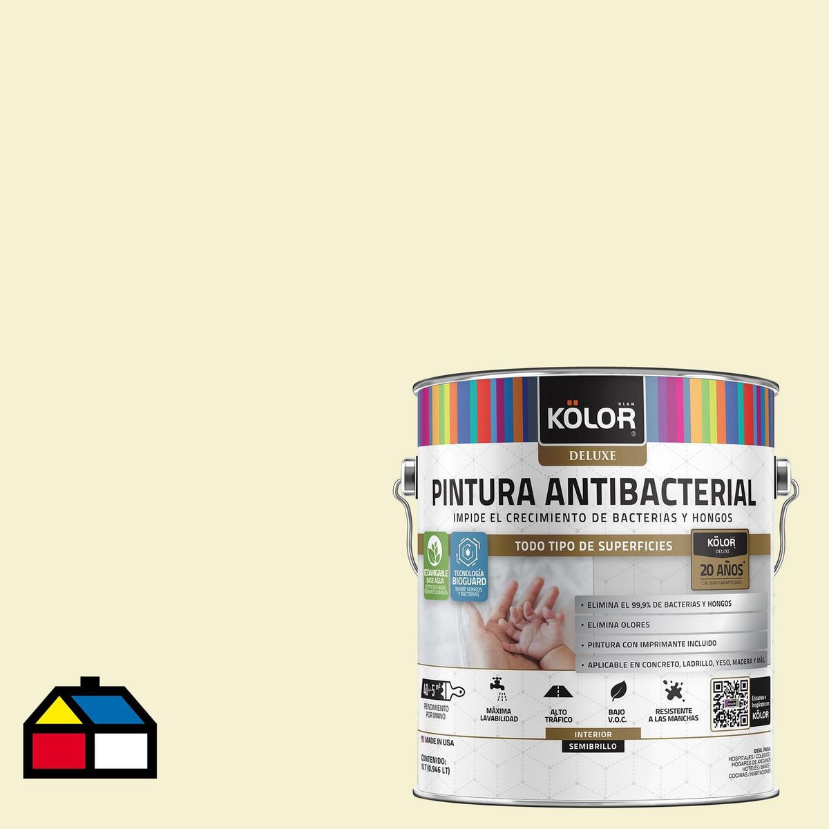 KOLOR - Pintura Antimicrobiana 1 galón(es) Semibrillante Beige Armagh