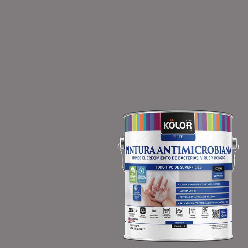 KOLOR - Pintura Antimicrobiana Semibrillante 1 galón(es) Gris Tarrafal