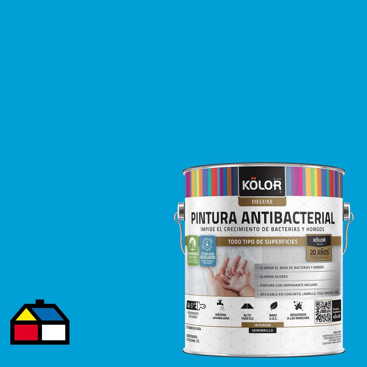 KOLOR - Pintura Antimicrobiana 1 galón(es) Semibrillante Celeste Cairo