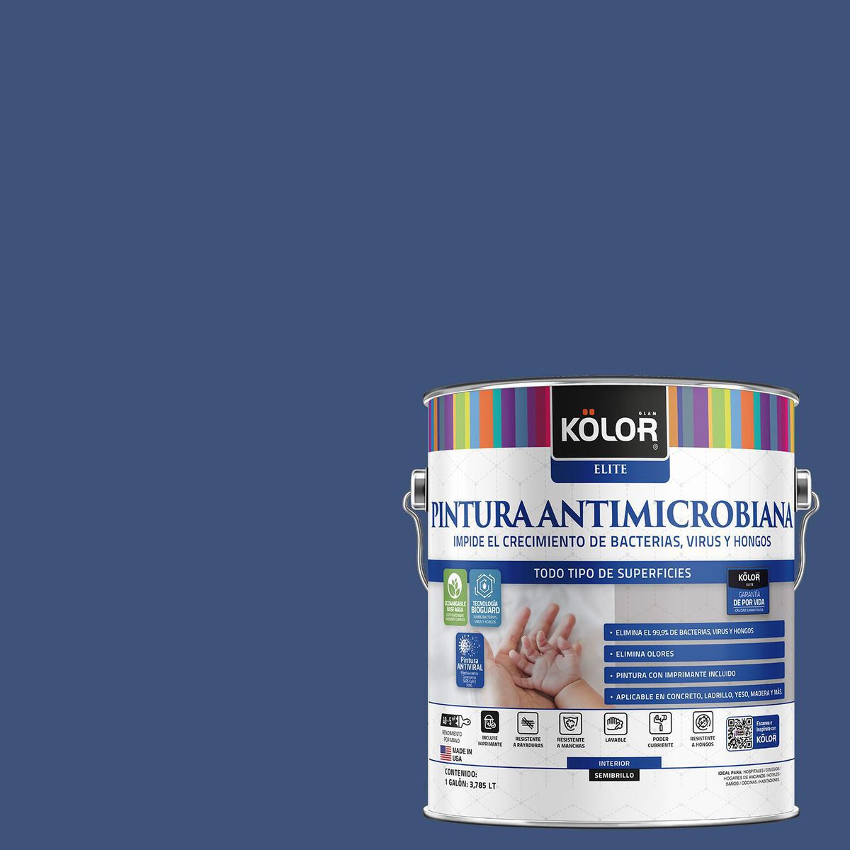 KOLOR - Pintura Antimicrobiana Semibrillante 1 galón(es) Azul Alicante 