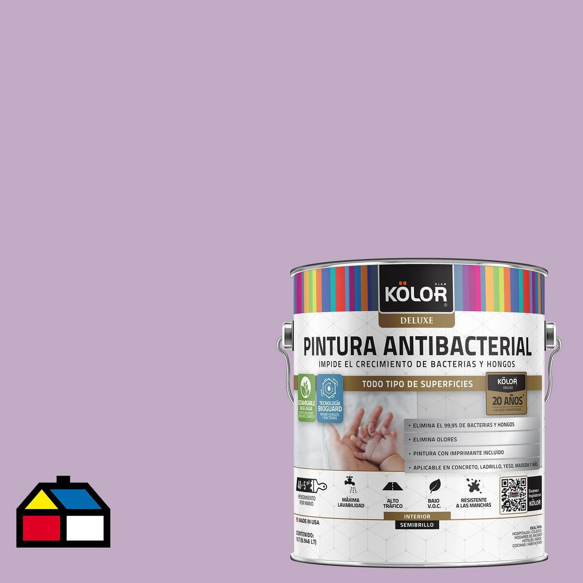 KOLOR - Pintura Antimicrobiana 1 galón(es) Semibrillante Púrpura Rovigo
