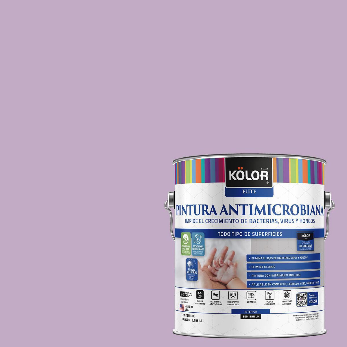 KOLOR - Pintura Antimicrobiana 1 galón(es) Semibrillante Púrpura Rovigo
