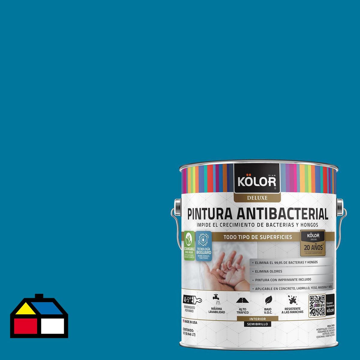 KOLOR - Pintura Antimicrobiana 1 galón(es) Semibrillante Azul Albany
