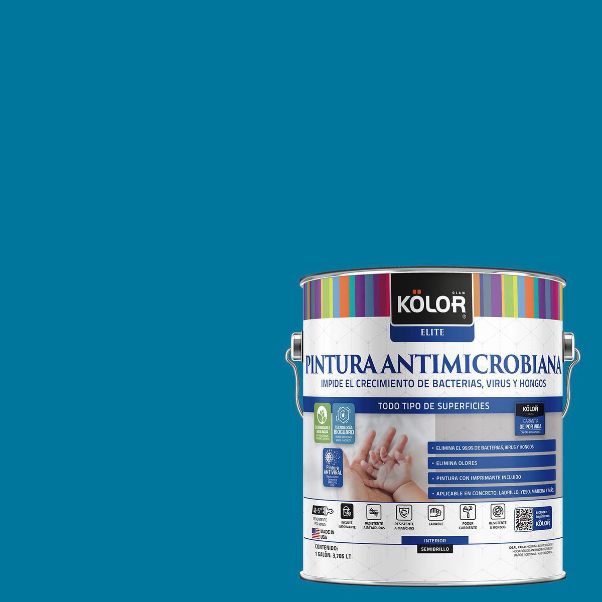 KOLOR - Pintura Antimicrobiana 1 galón(es) Semibrillante Azul Albany