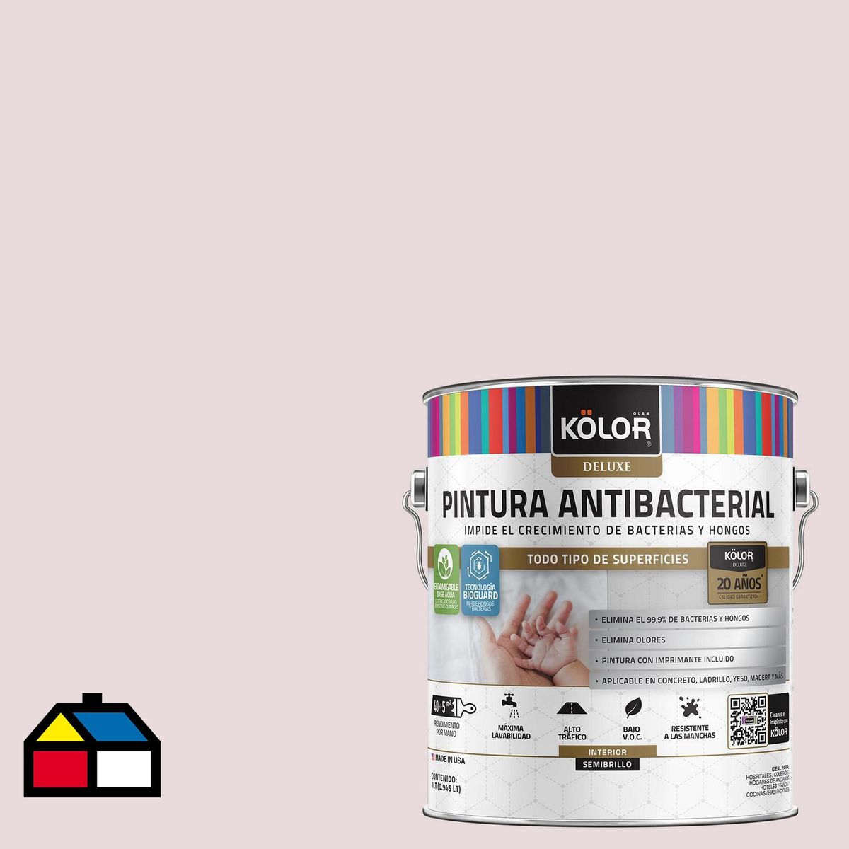 KOLOR - Pintura Antimicrobiana 1 galón(es) Semibrillante Naranjo Meerut
