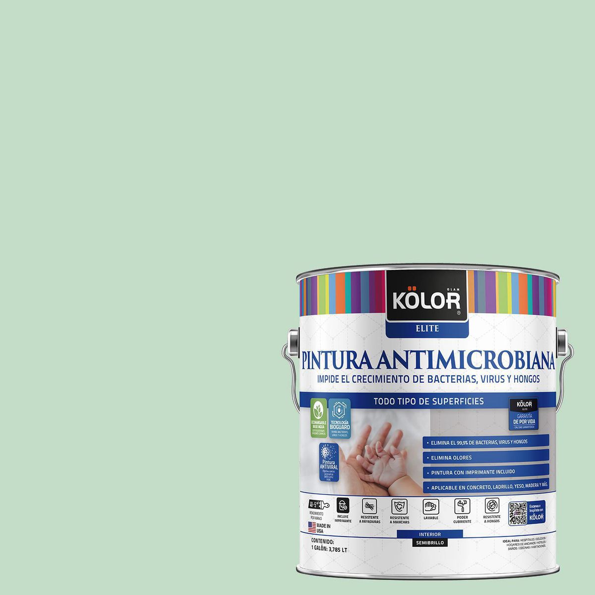 KOLOR - Pintura Antimicrobiana 1 galón(es) Semibrillante Verde Dyfed
