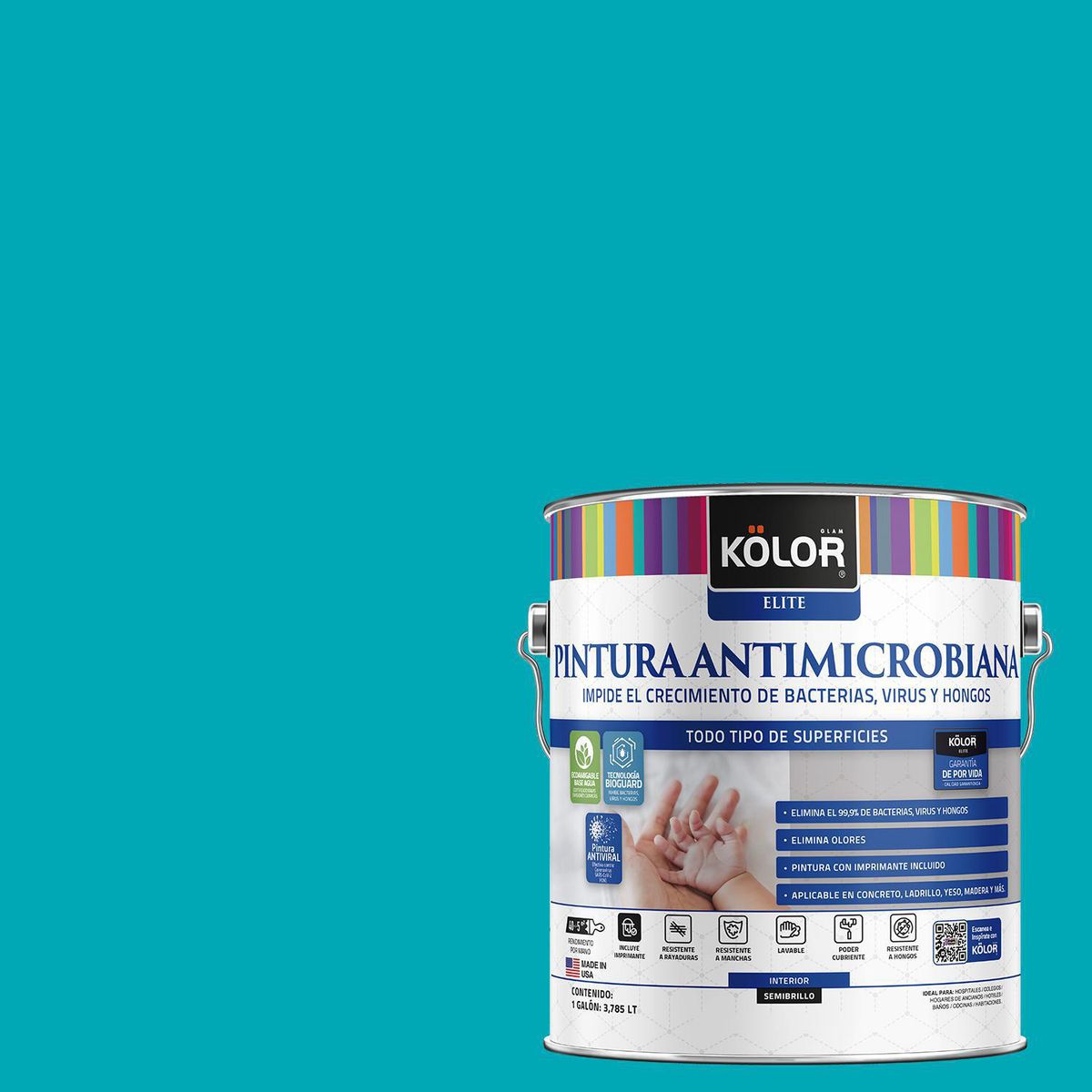 KOLOR - Pintura Antimicrobiana 1 galón(es) Semibrillante Verde Verona