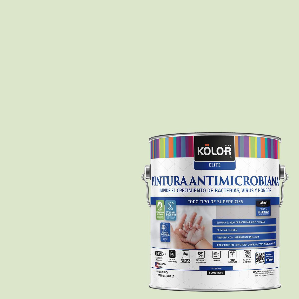 KOLOR - Pintura Antimicrobiana 1 galón(es) Semibrillante Verde Glamorgan