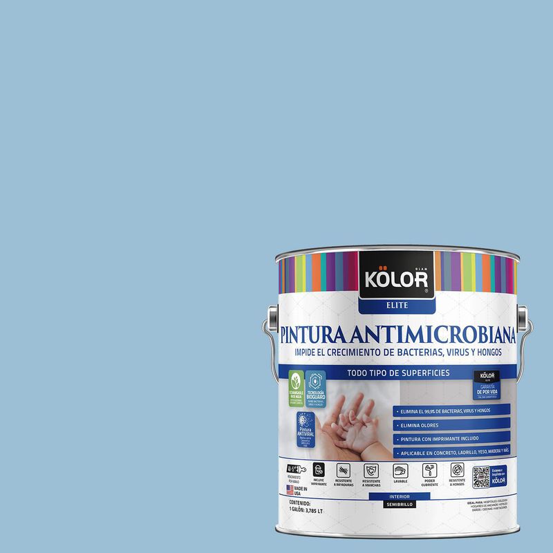 KOLOR - Pintura Antimicrobiana Semibrillante 1 galón(es) Celeste Kirari