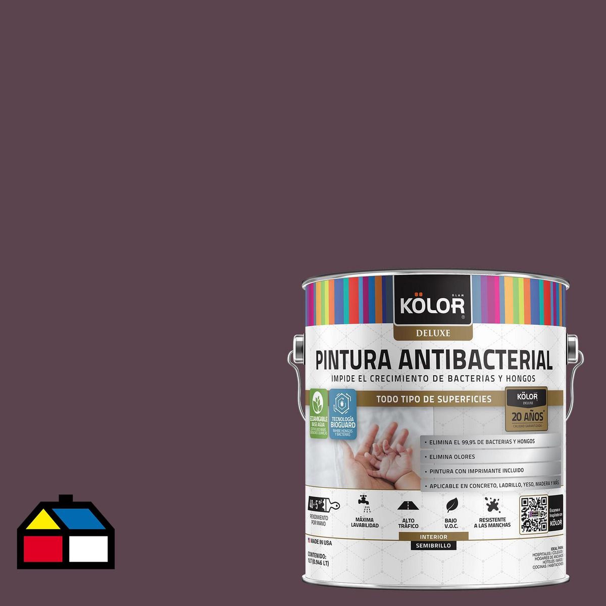 KOLOR - Pintura Antimicrobiana 1 galón(es) Semibrillante Púrpura Loring