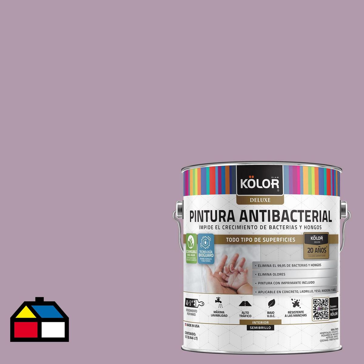 KOLOR - Pintura Antimicrobiana 1 galón(es) Semibrillante Púrpura Mathura