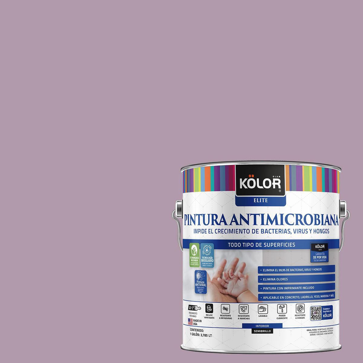 KOLOR - Pintura Antimicrobiana 1 galón(es) Semibrillante Púrpura Mathura