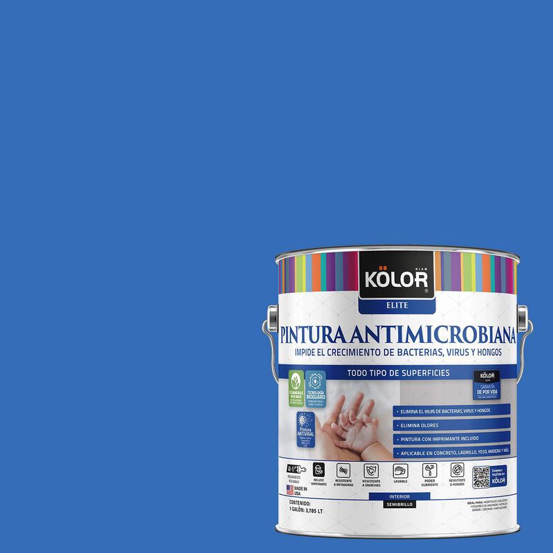 KOLOR - Pintura Antimicrobiana Semibrillante 1 galón(es) Azul Zermatt