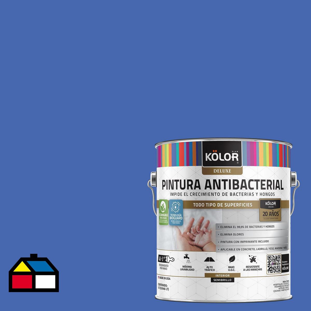 KOLOR - Pintura Antimicrobiana 1 galón(es) Semibrillante Azul Pali