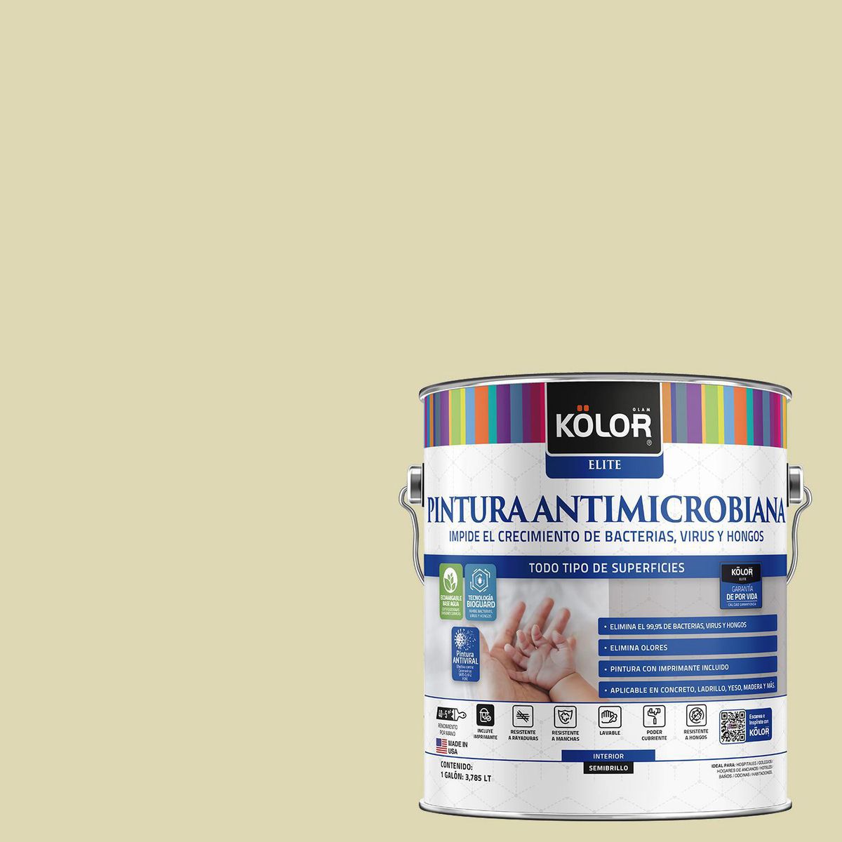 KOLOR - Pintura Antimicrobiana 1 galón(es) Semibrillante Beige Seward