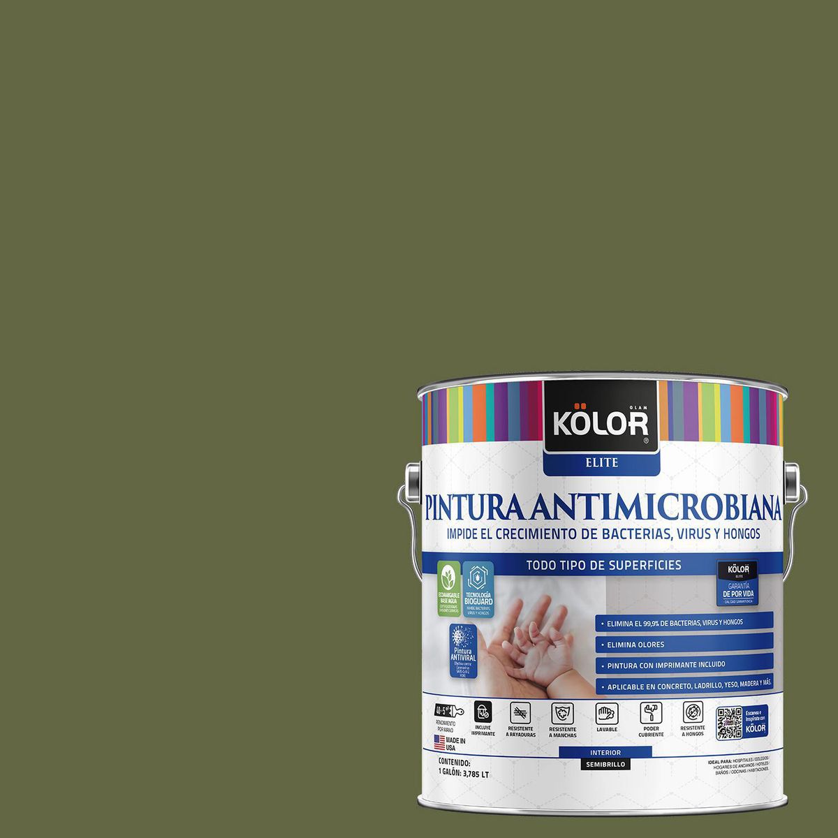 KOLOR - Pintura Antimicrobiana 1 galón(es) Semibrillante Verde Isabela