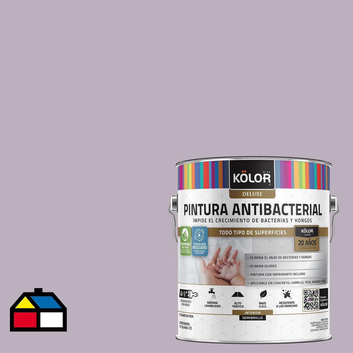 KOLOR - Pintura Antimicrobiana 1 galón(es) Semibrillante Púrpura Yigo