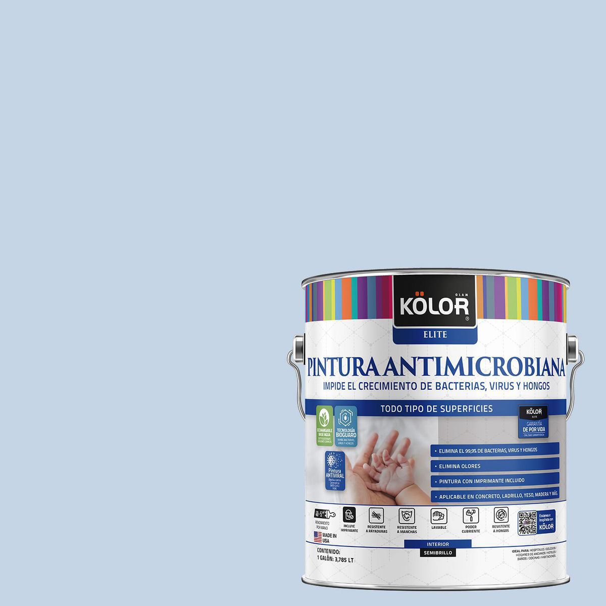 KOLOR - Pintura Antimicrobiana 1 galón(es) Semibrillante Celeste Tarlac