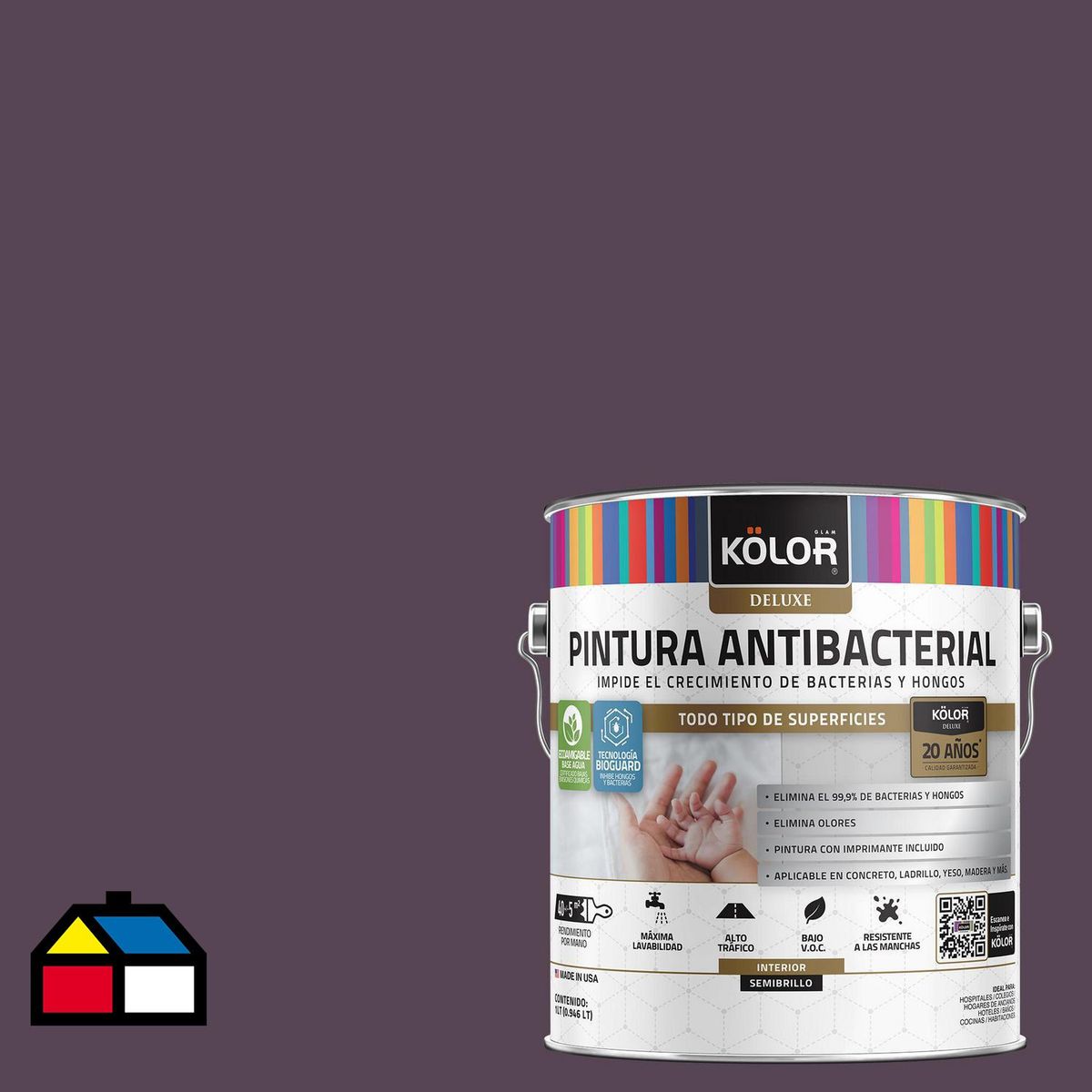 KOLOR - Pintura Antimicrobiana 1 galón(es) Semibrillante Púrpura Constanta