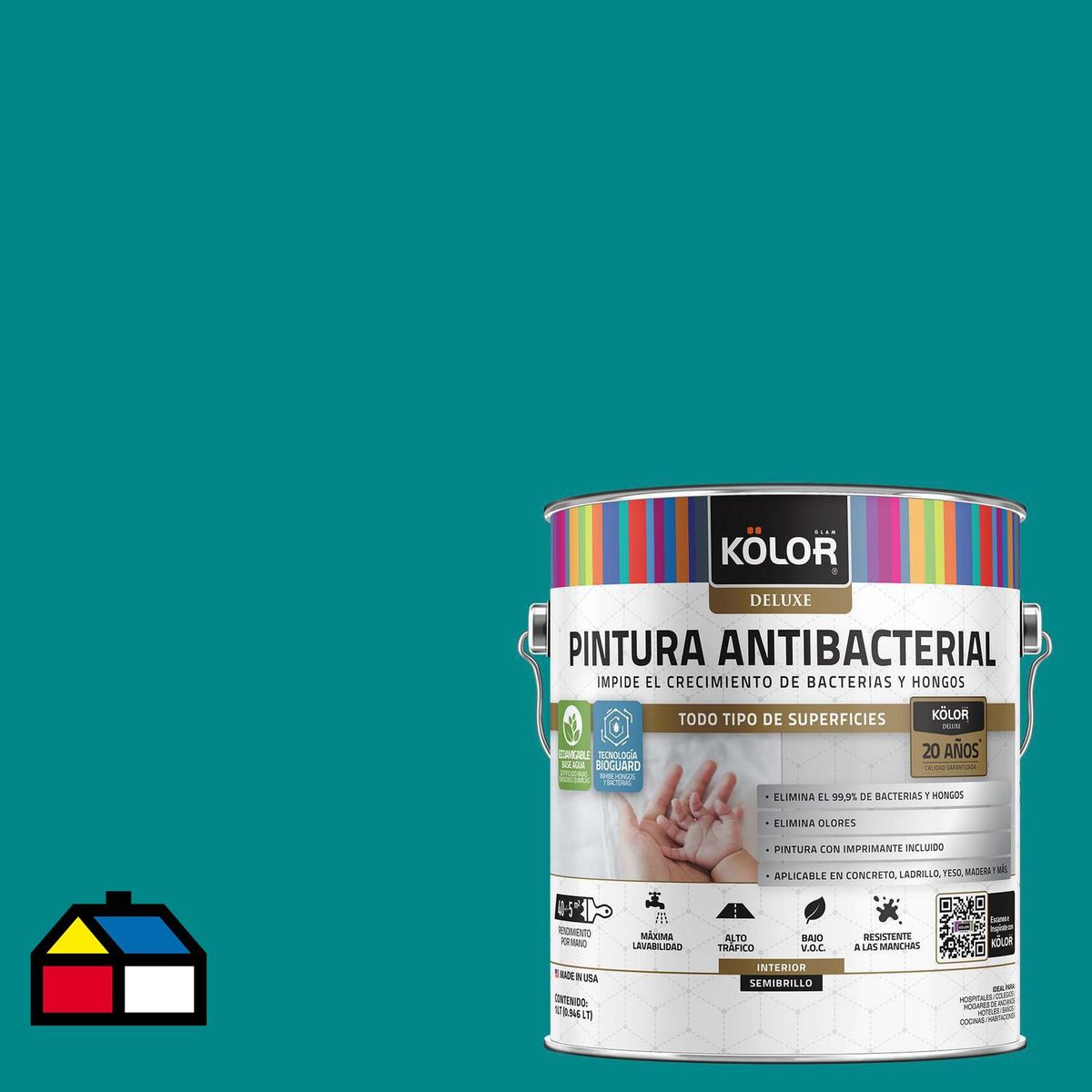 KOLOR - Pintura Antimicrobiana Semibrillante 1 galón(es) Verde Surat 